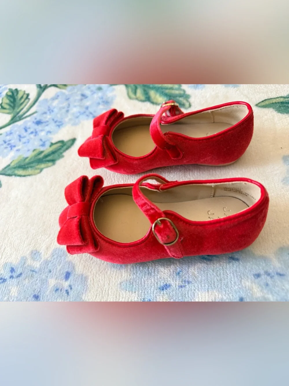 Janie and Jack Toddler Red Velvet Bow Mary Jane Shoes